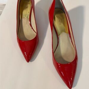 Michael Kors Glossy Red High Heels with Pointed Toe and Stiletto Heel